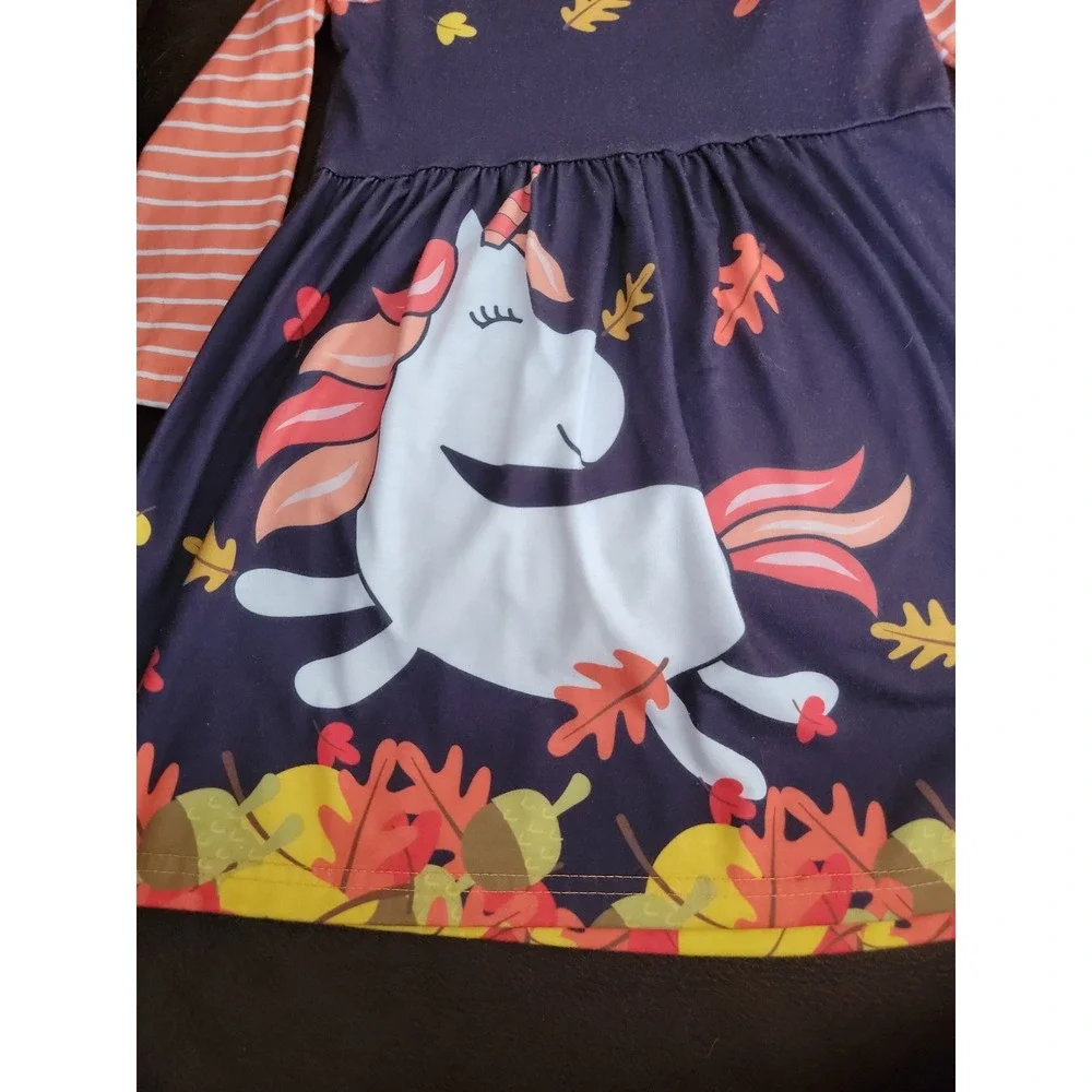 Wish me swing fall autumn Halloween leaves unicorn dress‎ size 4